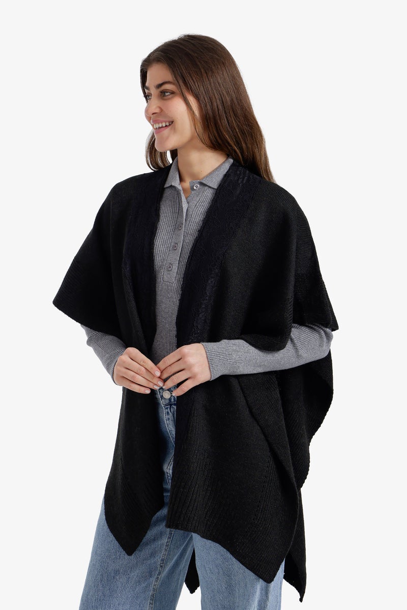 Carina Lace-Trim Asymmetric Poncho - Image 2